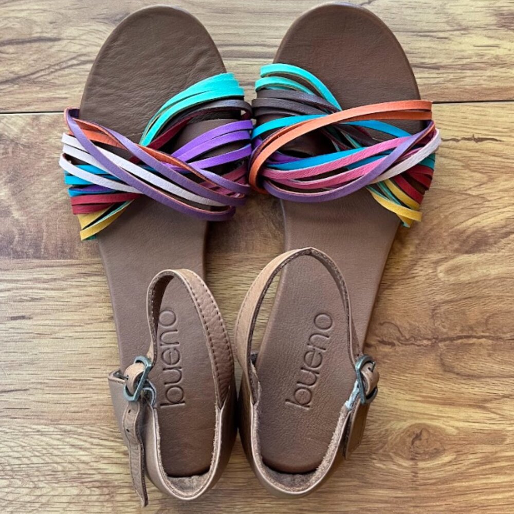 Bueno Cara Colorful/ Multicolor Leather Sandals Sz 39 (8.5 US)  NWT